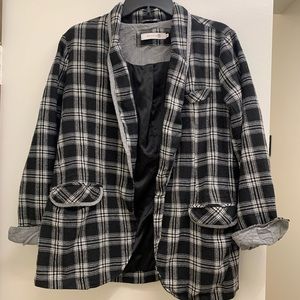 Plaid Flannel Blazer (Black/White)